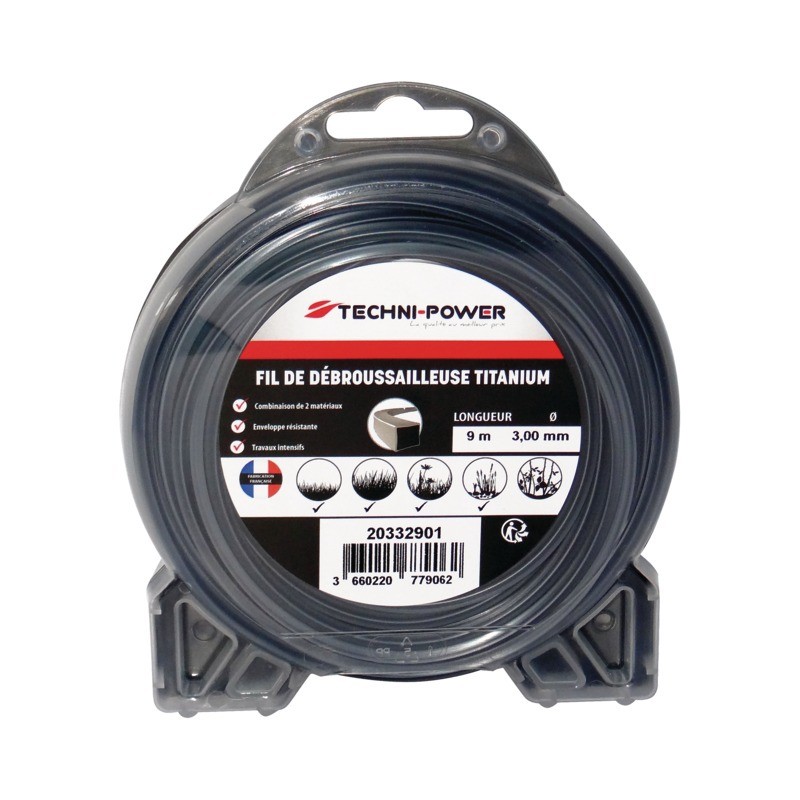 FIL NYLON DOUBLE PEAU TECHNI POWER TITANIUM Ø3,0 MM / 9 M