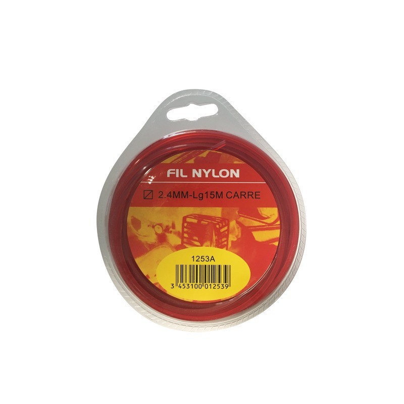 FIL NYLON CARRE 15M 2,4MM ROUGE DEVIDOIR