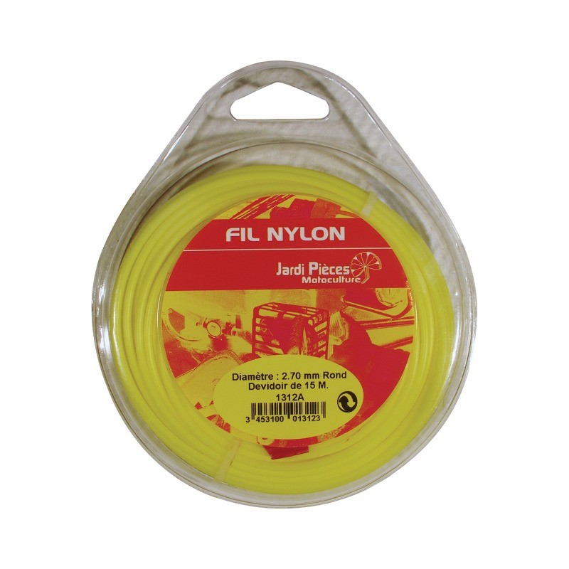 FIL  NYLON ROND 15M 1,3 MM JAUNE DEVIDOIR BLISTER