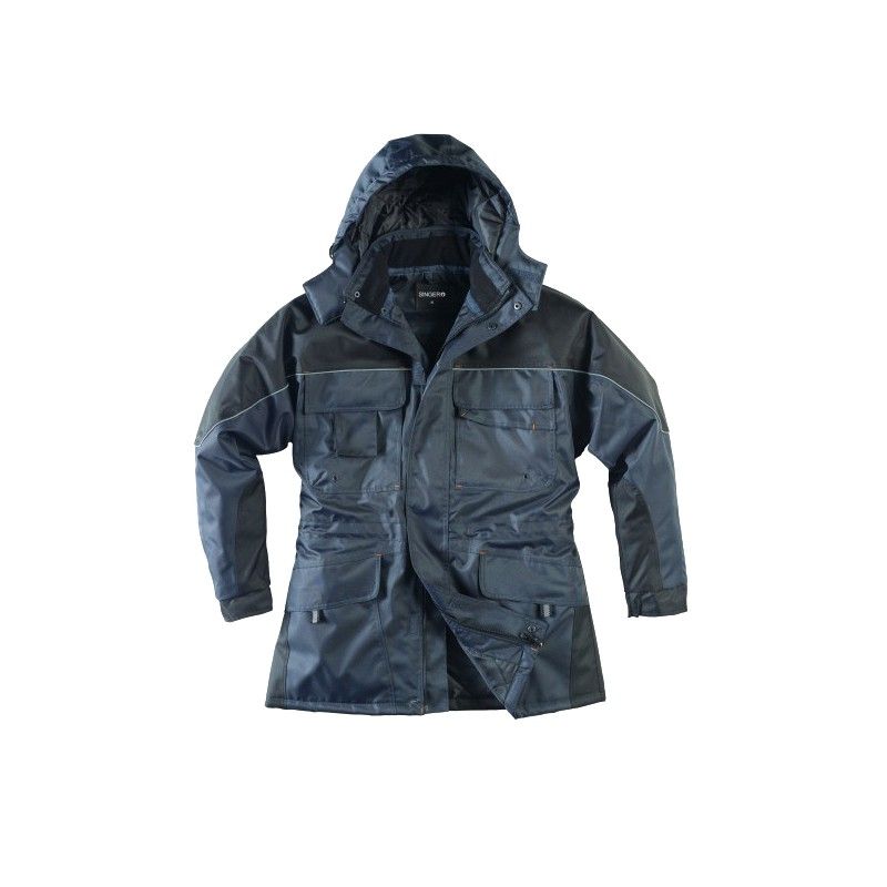 Parka polyester enduit PU / imperméable / Bleu mar-Noir (SàXXXL)