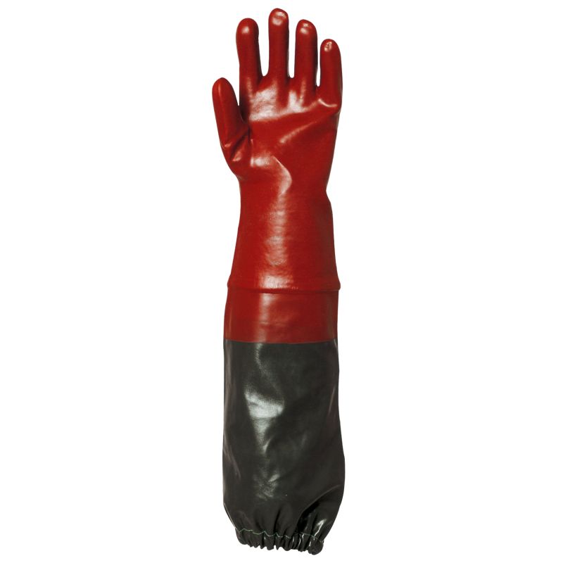 Gants EUROCHEM 3669 coton end.PVC rouge manch.vert 65cm