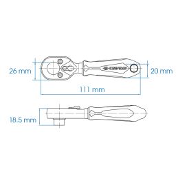 Cliquet 1/4 avec angle de reprise 5° - 72 dents L:111mm