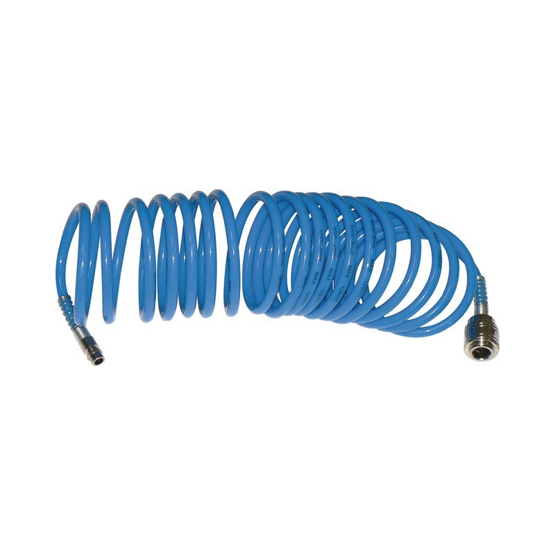 TUYAU AIR SPIRAL POLYURETHANE 6X8 MM AVEC RACCORDS RAPIDES LG 7,5 M PRODIF