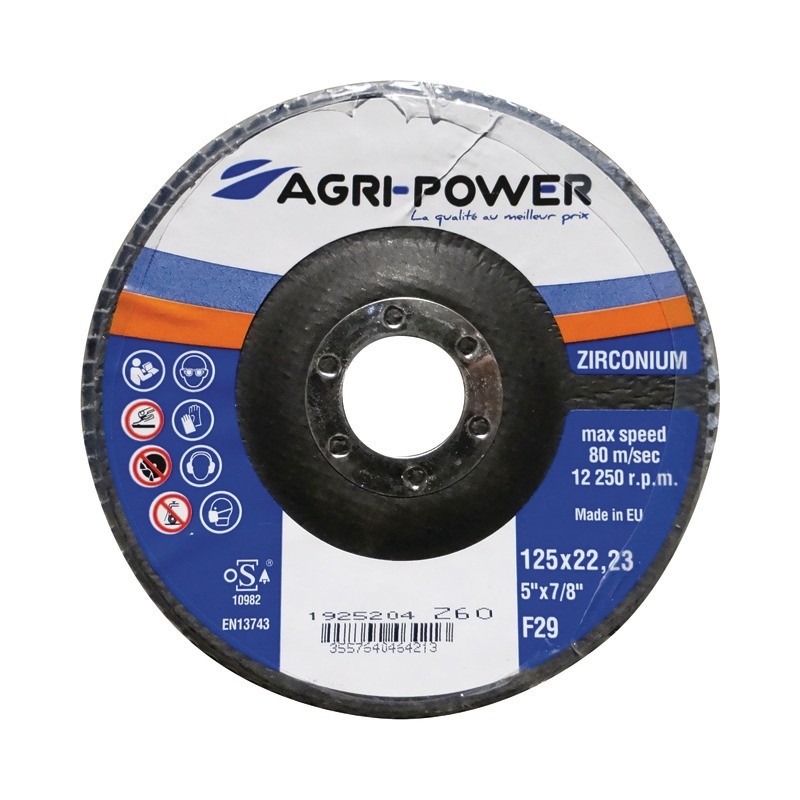 DISQUE A LAMELLES 125X1 GR60 ZIRCONIUM AGRI-POWER