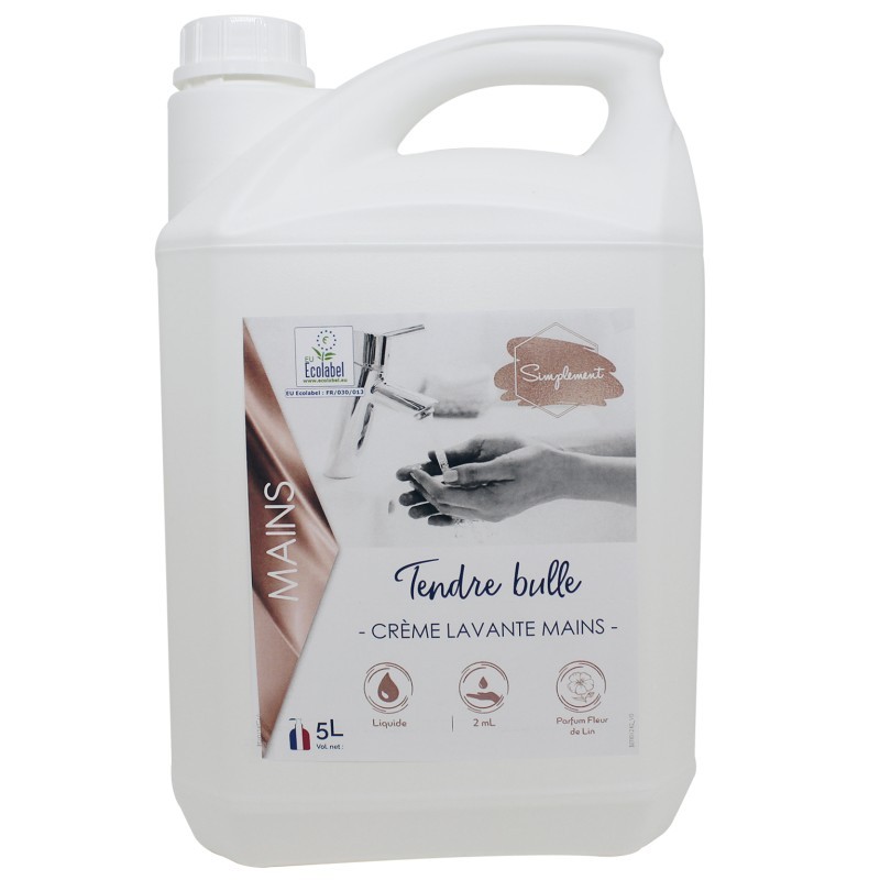 Crème lavante mains Ecolabel - Parfum fleur de lin - Bidon 5L