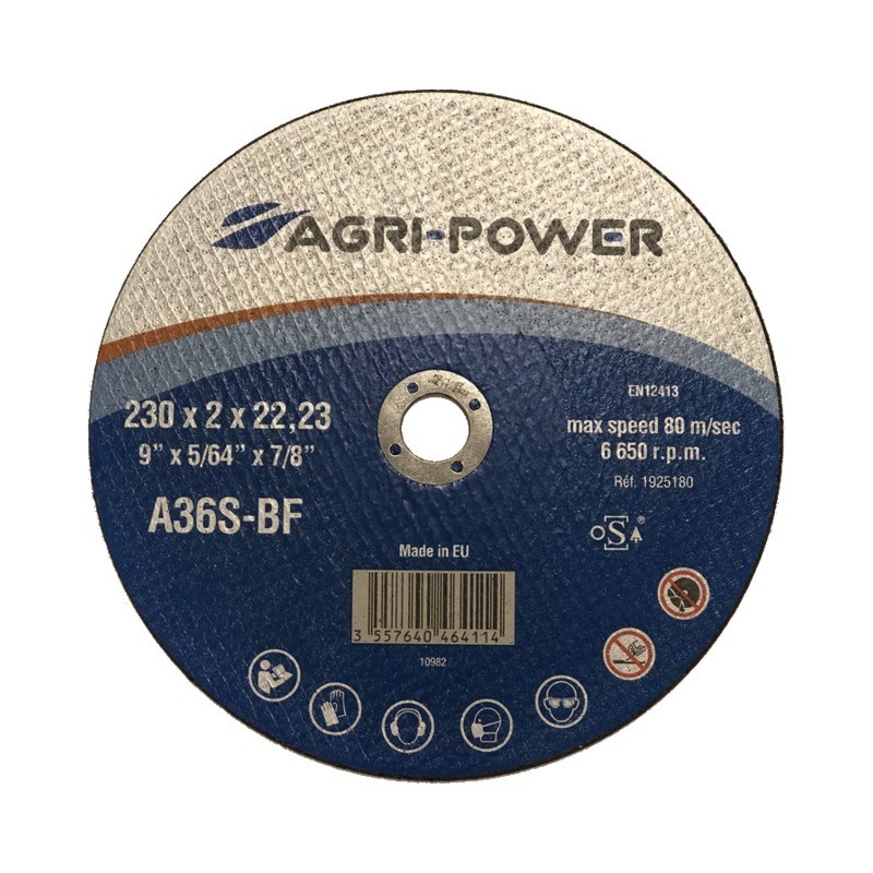 DISQUE A TRONCONNER 230X2X22,2 METAL PLAT AGRI-POWER