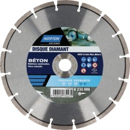 DISQUE DIAMANT SEGMENTE DIAMETRE 230MM TRAVAUX COURANT