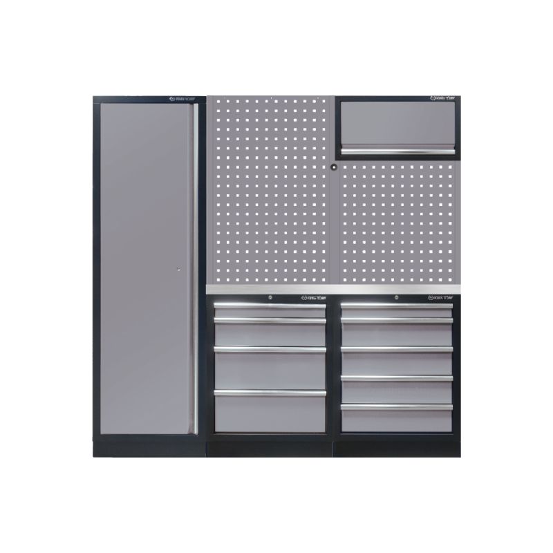 Demi mobilier d'atelier option droite - gris plan de travail inox