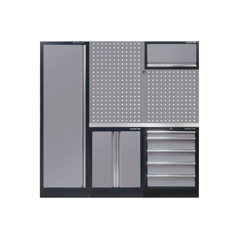 Demi mobilier d'atelier option gauche - gris plan de travail inox