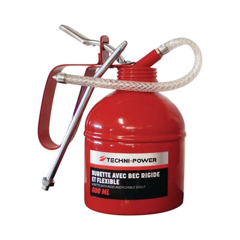 BURETTE ACIER 500ML AVEC BEC RIGIDE ET FLEXIBLE TECHNI-POWER