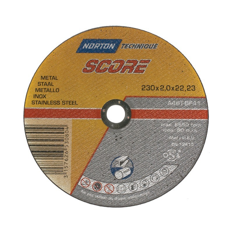 DISQUE À TRONÇONNER MÉTAL/INOX 230 X 2 X 22,2 MM SCORE