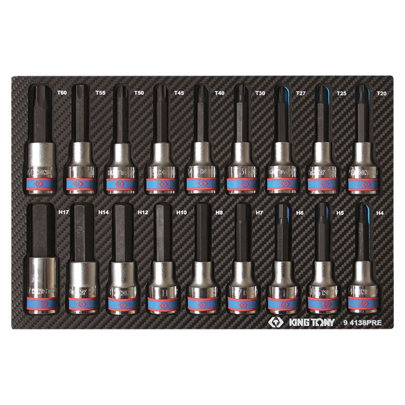 Module mousse + PP18 pièces douilles 1/2 Torx--6 pans Mâles