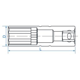 Douille bougie 3/8" 12 pans 14 mm avec retenue caoutchouc