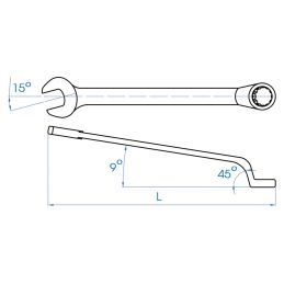 Clé mixte à 45° métrique