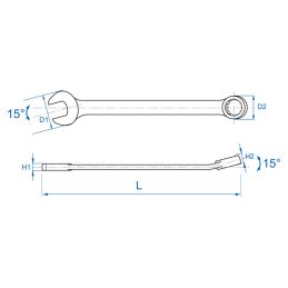 Clé mixte en pouces 6 pans grande taille