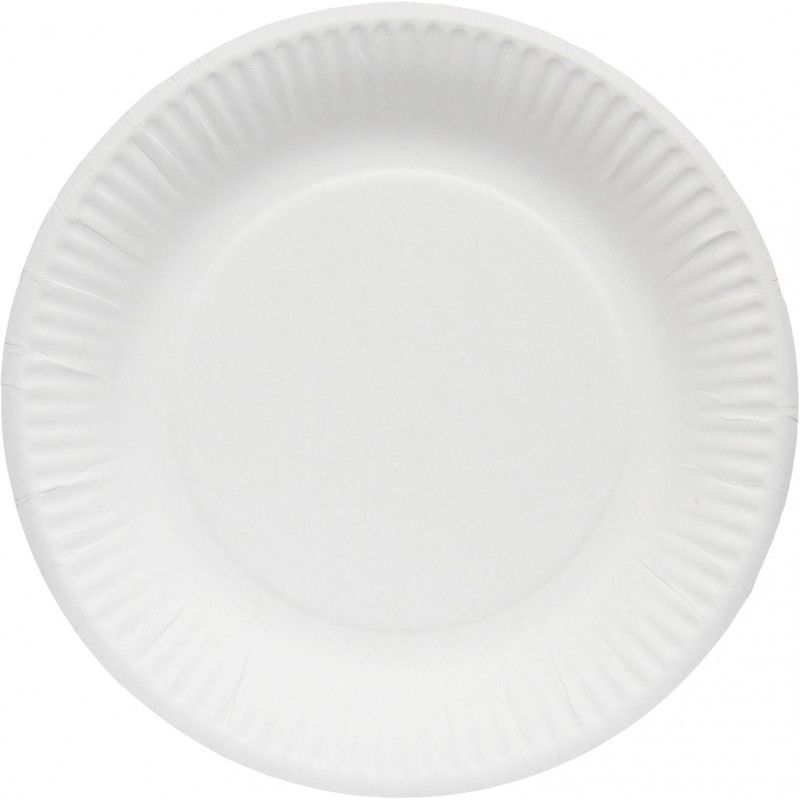 Assiette blanche en carton 100% biodégradable D.23 - Colis 1000