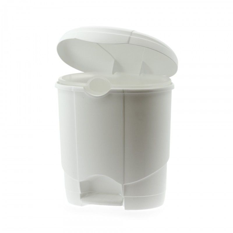 Poubelle plastique blanche arrondie à pédale 4L