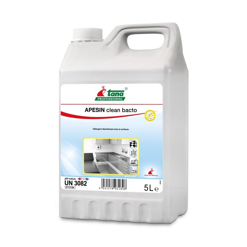 Détergent désinfectant APESIN CLEAN BACTO sols & surfaces - Bidon 5L