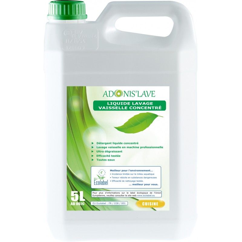 ADONIS' LAVE Liquide vaisselle machine ECOLABEL- Bidon 5L (ex128881)