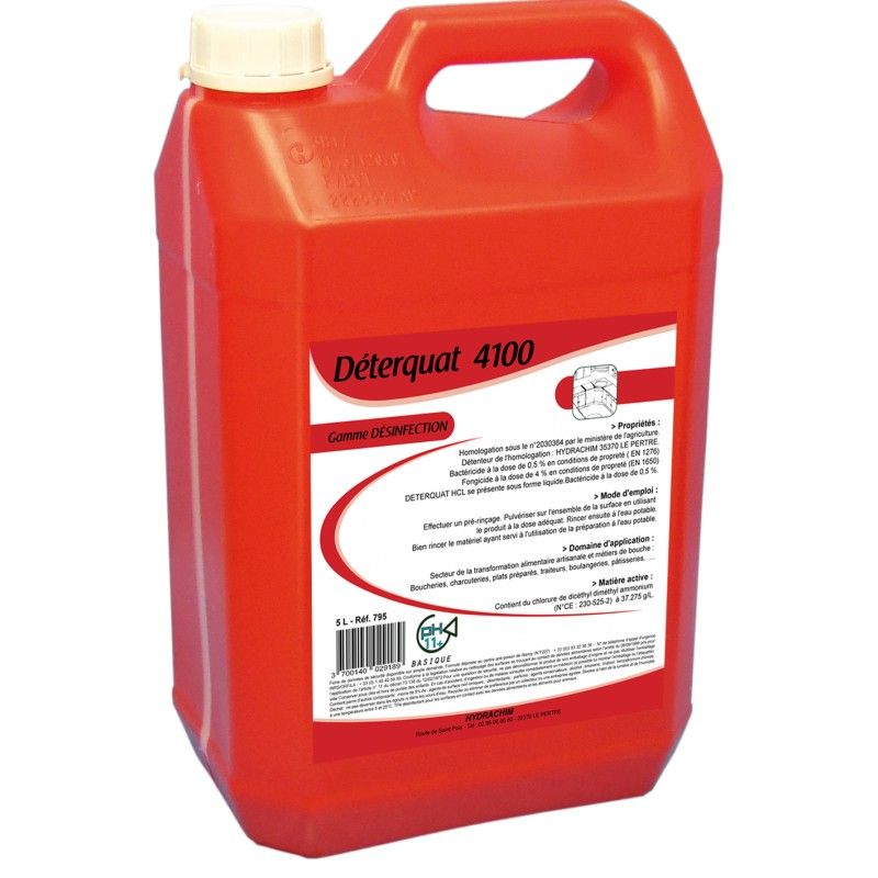 DETERQUAT 4100 Détergent désinfectant alimentaire - 0790 - Bidon 5L