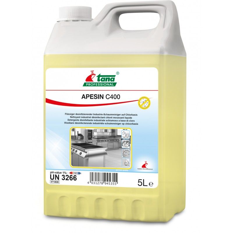 Nettoyant désinfectant chloré moussant APESIN C400 - Bidon 5L