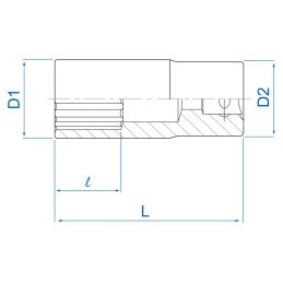 Douille longue à 12 pans 1/25/16