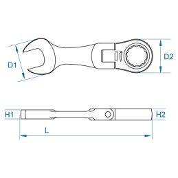 Clé mixte à cliquet à tête articulée courte métrique