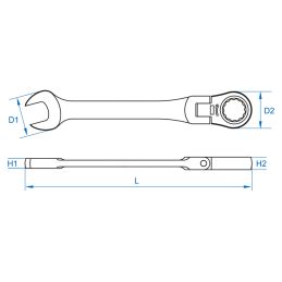 Clé mixte à cliquet à tête articulée métrique