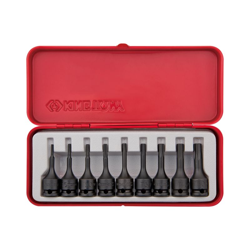 Coffret 3/8 douilles à chocs Torx T10 à T50 9 pcs