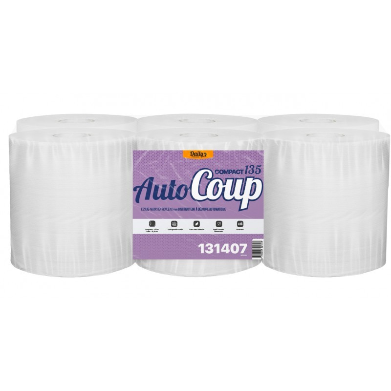 AUTOCOUP 135 COMPACT Essuie-mains p. ouate blanc 135m - 6 rlx