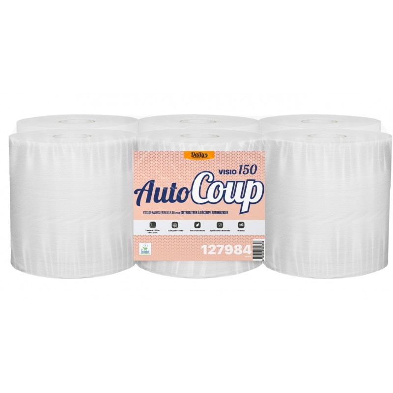 AUTOCOUP VISIO150 Essuie-mains p.ouate Ecolabel blanc 150m - 6 rlx