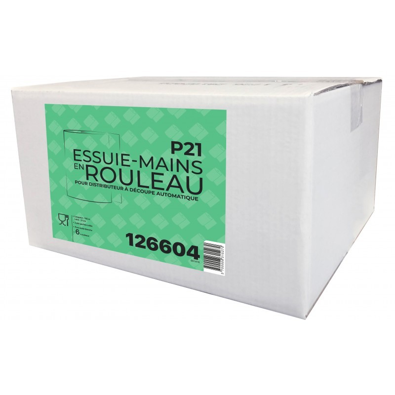 AUTOCOUP P21 Essuie-mains p. ouate blanc 150m - 6 rlx