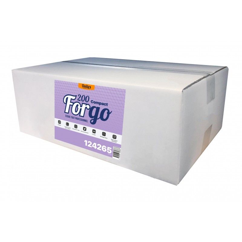 FORGO 200 COMPACT Essuie-tout 200 fts gaufré p. ouate blanc - 12 rlx