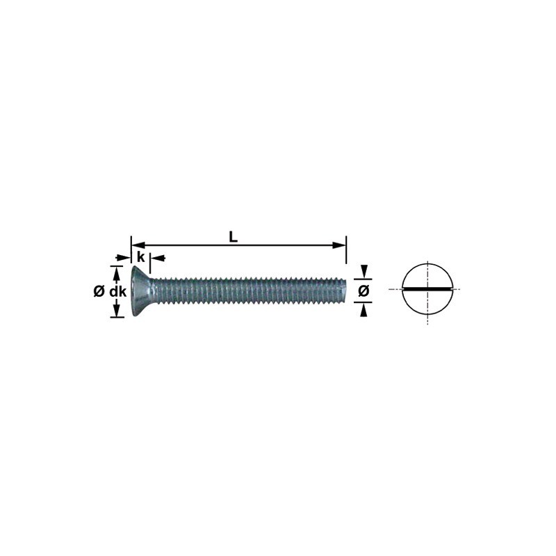 VIS METAUX TETE FRAISEE FENDUE 3X40 ZINGUE 4.8 BLISTER DE 30