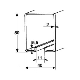 RAIL GALVA 50X40 BARRE DE 6M