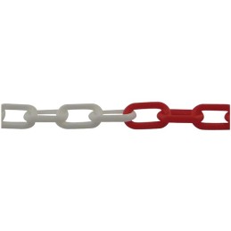 CHAINE PLASTIQUE ROUGE/BLANC Ø8MM (ROULEAU DE 25M) LE METRE