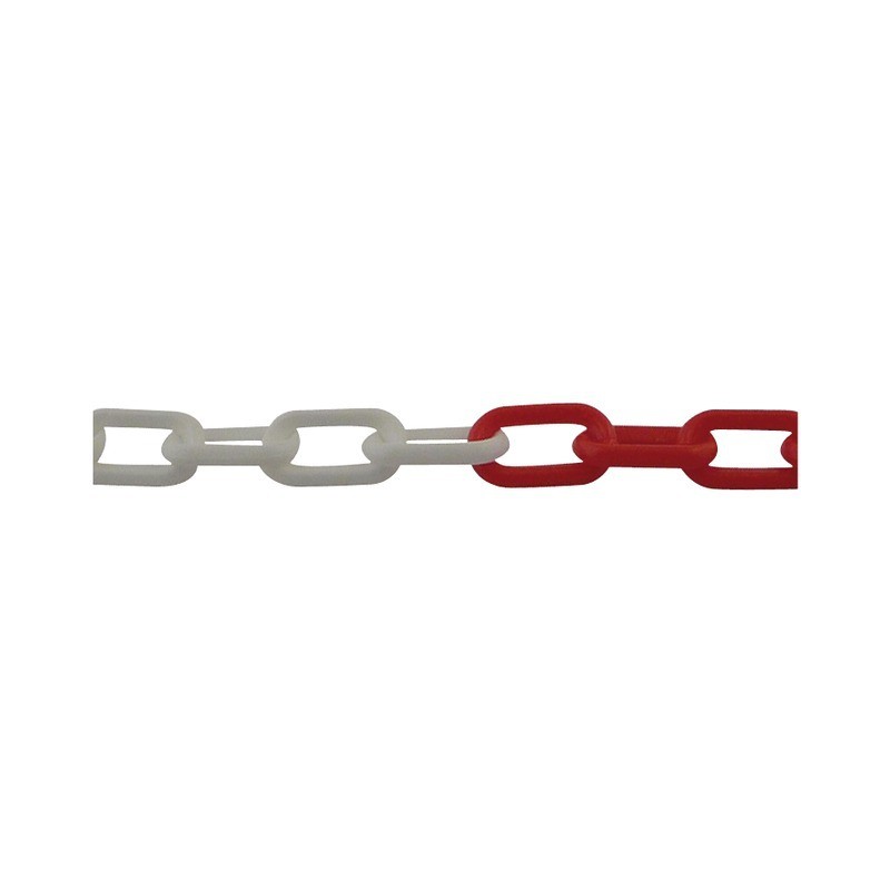 CHAINE PLASTIQUE ROUGE/BLANC Ø8MM (ROULEAU DE 25M) LE METRE