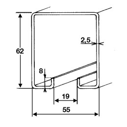 RAIL GALVA 62X55 BARRE DE 6M