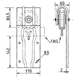 MONTURE PR RAIL FER PLAT      50X10