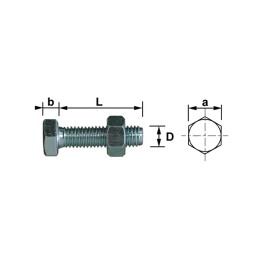 BOULON TETE HEXAGONALE 6X20 ZINGUE 8.8 FT BLISTER DE 15