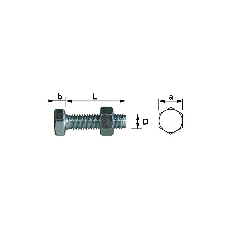 BOULON TETE HEXAGONALE 6X20 ZINGUE 8.8 FT BLISTER DE 15