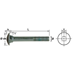 VIS TETE RONDE COLLET CARRE 6X30 INOX A2 (BOITE DE 100)