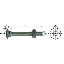 BOULON TETE RONDE COLLET CARRE 6X40 ZINGUE 4.8 BOITE DE 100