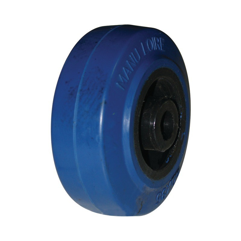 ROUE POLYAMIDE 100X35 MM ALESAGE ROULEAUX 12 MM CAOUTCHOUC BLEU