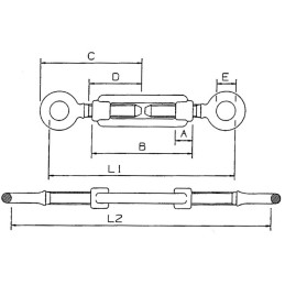 TENDEUR GALVA 2 BOUCLES      DIA 08M/M  V