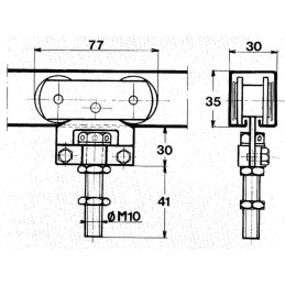 MONTURE SUR CHANT VIS M10 GALETS ACIER