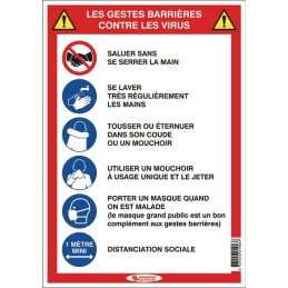 PANNEAU 5 GESTES BARRIERES/ADHESIF 210X297MM