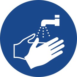 LAVAGE DES MAINS OBLIGATOIRE/ADHESIF Ø 180MM