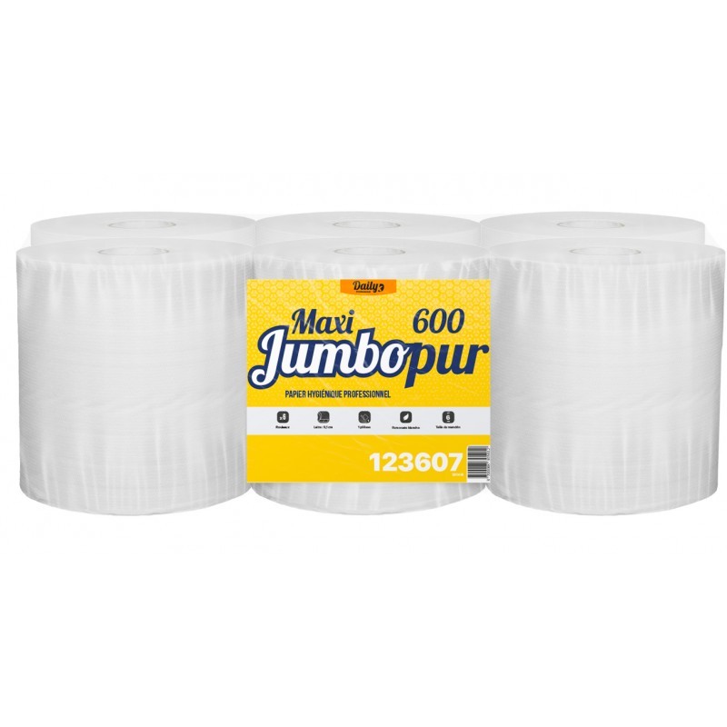 MAXI JUMBOPUR 600 PH lisse 1 pli p. ouate blanc 600m - 6 rlx